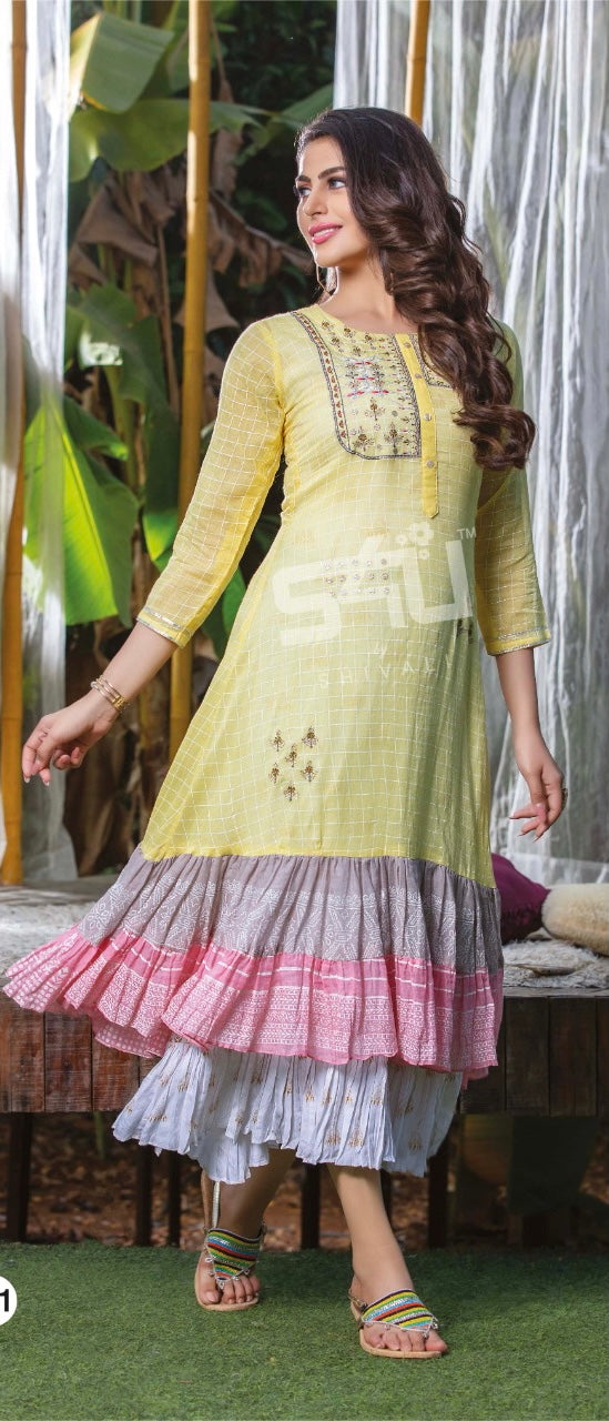 2 piece frill gown cotton women dress indian clothing
