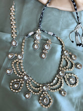 Load image into Gallery viewer, American Diamond Bridal Uncut Kundan Necklace set with Maangtikka
