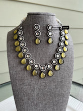 Load image into Gallery viewer, Harnaaz Kaur Series Miss Universe Kundan Rodium polish Victorian glass beads necklace set
