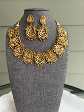 Load image into Gallery viewer, Multicolor Kemp Stone Lakshmi Statements Necklace set
