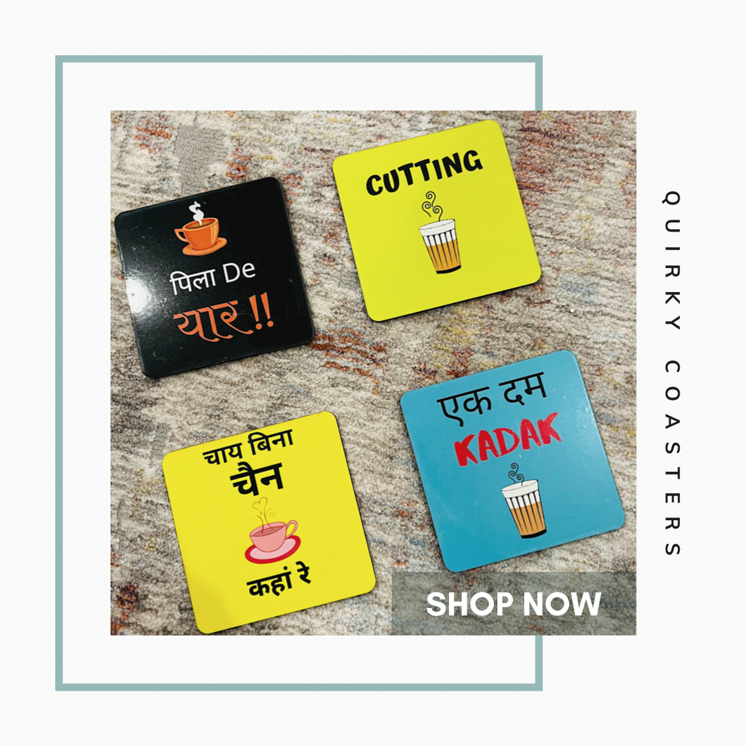 Set of 4 Coasters Funky Quirky Tea Lovers Home Decor