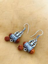 Load image into Gallery viewer, Trishul rudraksha bead Small women Oxidised Earrings
