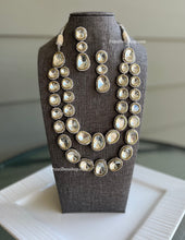 Load image into Gallery viewer, Premium Quality Maharani Uncut Polki kundan Silver Foiled Two layer Necklace set
