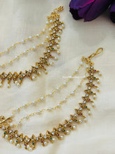Load image into Gallery viewer, Golden 2 pc Multicolor Earrings chain  Pearl Chain Mattal

