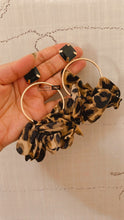 Load image into Gallery viewer, Animal Print Fabric Ruffled Long Statement earrings IDW
