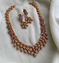 Load image into Gallery viewer, Multicolor Cz Flower Leaf Golden Finish Necklace set
