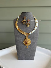 Load image into Gallery viewer, Half N half Designer Brass Made White Golden Necklace set
