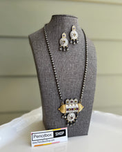 Load image into Gallery viewer, German Silver Stone Long Ghunghroo necklace set
