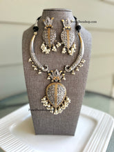 Load image into Gallery viewer, German silver Lookalike Dual tone Peacock Lotus Hasli Necklace set
