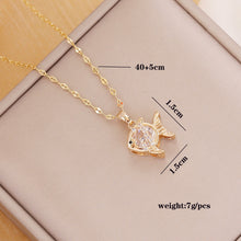 Load image into Gallery viewer, 18k gold plated Stainless steel Fish Pendant necklace with long chain IDW

