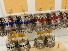 Load image into Gallery viewer, Indian Big Jhumkas with hanging ghunghroo Oxidised Earrings
