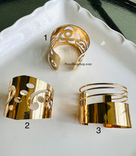 Load image into Gallery viewer, Golden Cutwork Adjustable Cuff Bangle kada IDW
