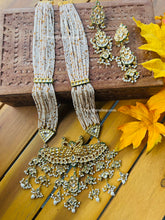 Load image into Gallery viewer, Long Kundan Double Peacock Pearl Mala Necklace set
