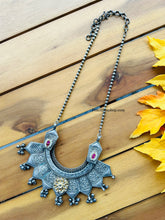 Load image into Gallery viewer, German silver Stone Fusion Long Ghunghroo necklace
