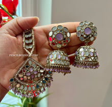 Load image into Gallery viewer, Pearl Mirror Jhumka Set with Maangtikka Set
