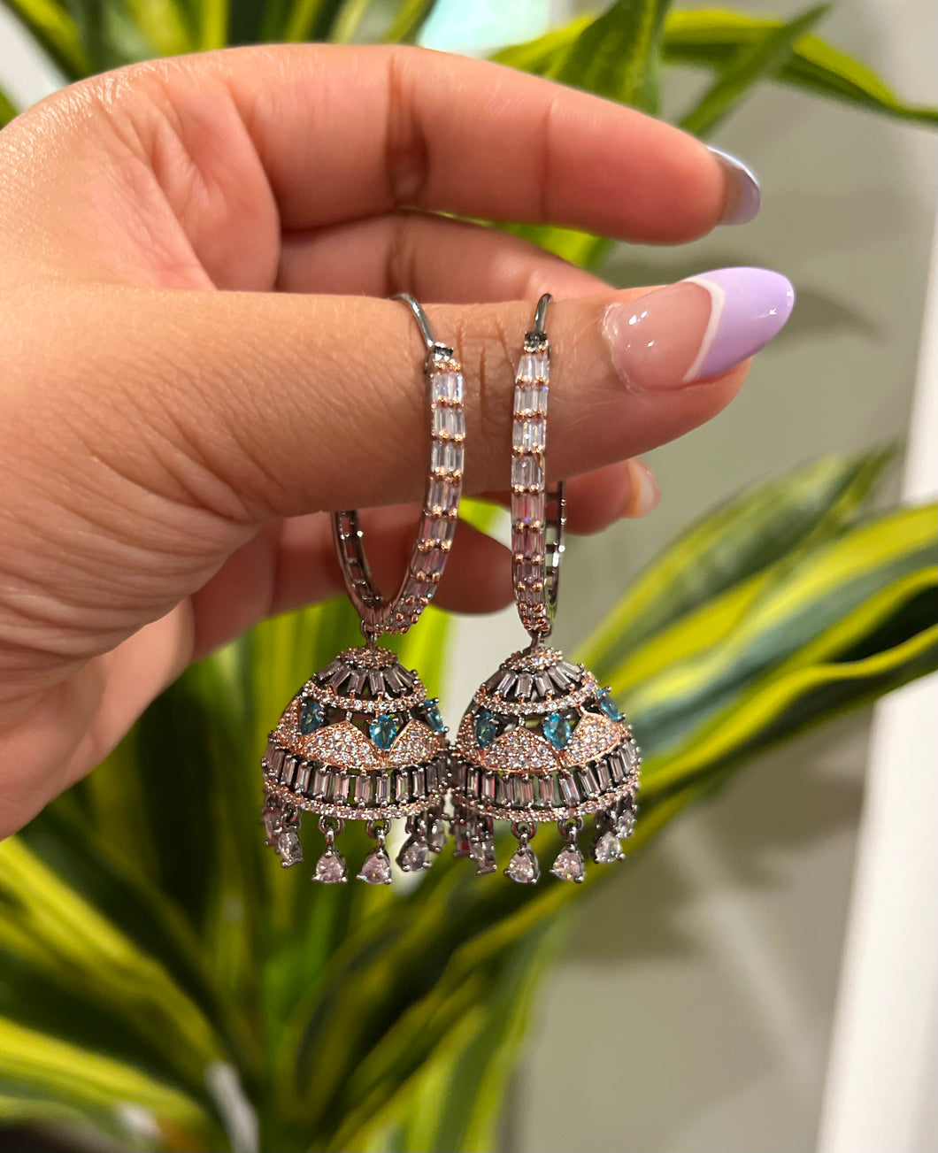 Mohini American diamond Premium Quality Jhumka Bali earrings
