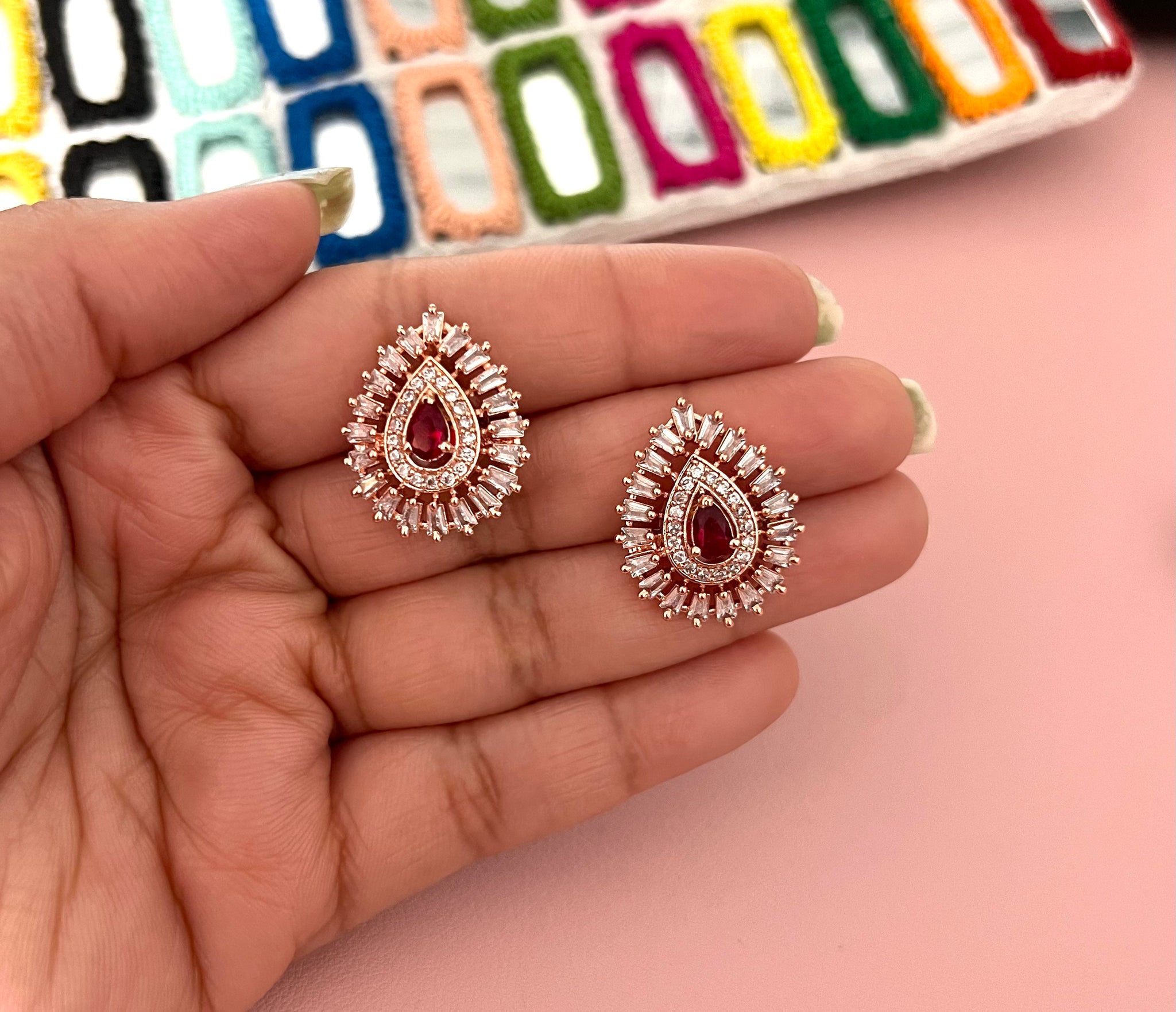 American Diamond Small Tear Drop Shape Stud earrings PencilboxShopUSA