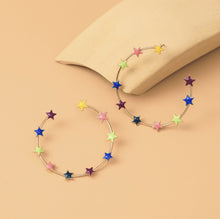Load image into Gallery viewer, C shaped Multicolor Star large Hoop Earrings IDW women jewelry

