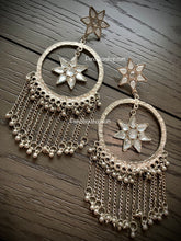 Load image into Gallery viewer, Flower Star Shape Long tassel Oxidised Earrings
