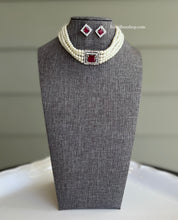 Load image into Gallery viewer, American Diamond Stone  Pearl Choker Necklace
