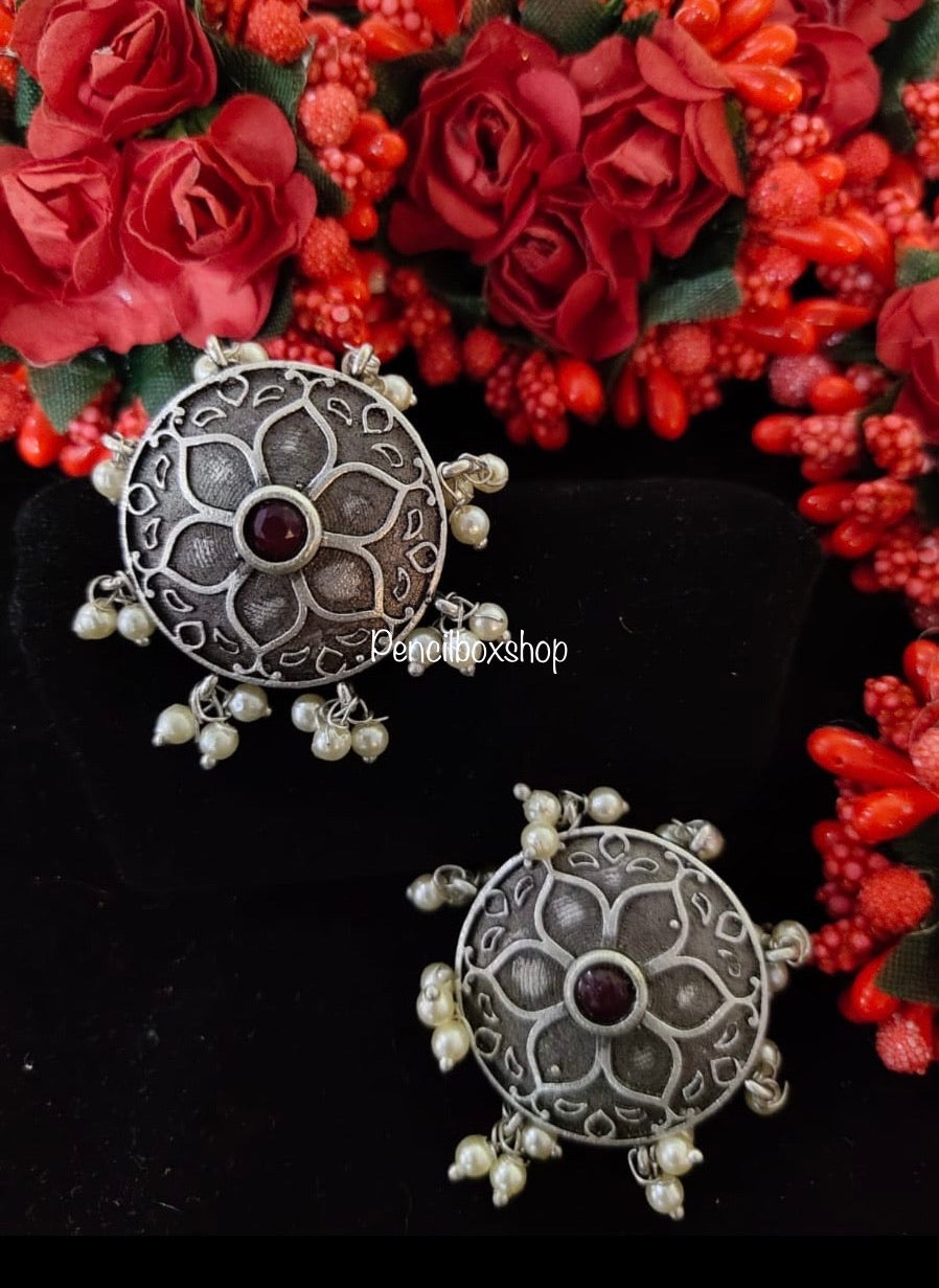 Amyra's Auxiliary - Meenakari Square Mandala German Silver Stud Earring  Stones and Beads available in 4 different colours DM for more details  #ethnicwear #meenakariearrings #hoop #stud #mandala #silverjewelry  #earringsonsale #studdedearrings ...