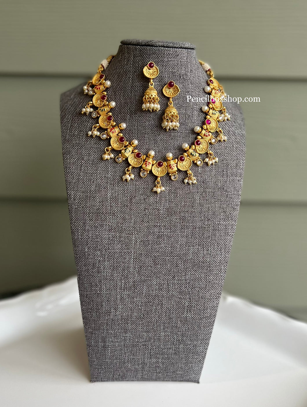 Premium quality Dainty Meenakari kundan circle indian necklace set