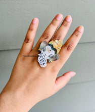 Load image into Gallery viewer, Natural Stone Contemporary Statement Ganesha Adjustable Ring
