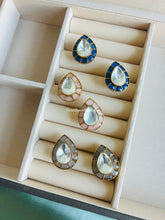 Load image into Gallery viewer, Uncut American diamond Golden statement Stud Earrings
