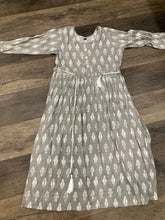 Load image into Gallery viewer, Grey Strip Rayon umbrella cut long maxi dress

