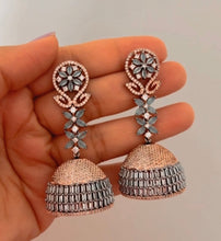 Load image into Gallery viewer, American Diamond Dual Tone Victorian Finish Earrings
