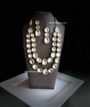 Load image into Gallery viewer, Premium Quality Maharani Uncut Polki kundan Silver Foiled Two layer Necklace set
