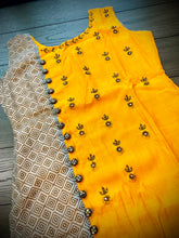 Load image into Gallery viewer, 3 pieces Orange Embroidery Half n half print Pure cotton Straight suit indian dress 42 size
