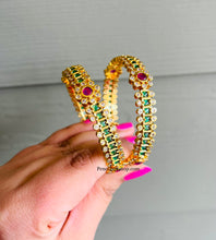Load image into Gallery viewer, Rohini Real Multicolor Kemp Stone temple Pair of bangle set for women
