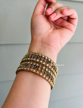 Load image into Gallery viewer, Multicolor Polki Bronze Pair of bangles Statement Piece
