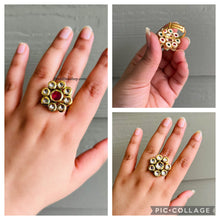 Load image into Gallery viewer, Premium quality Kundan Back side Meenakari Adjustable Ring
