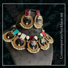 Load image into Gallery viewer, Contemporary Premium grand Designer Natural Stone Lotus Necklace set
