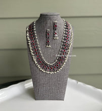 Load image into Gallery viewer, Myra German silver Long Glass stone Necklace set
