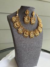 Load image into Gallery viewer, Multicolor Kemp Stone Lakshmi Statements Necklace set

