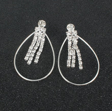 Load image into Gallery viewer, Diamond Rhinestone oval hollow tassel earrings for women IDW
