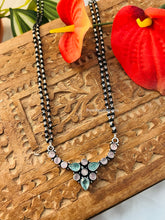 Load image into Gallery viewer, German silver Double chain Black beads Mangalsutra Necklace
