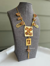 Load image into Gallery viewer, Contemporary golden Hanging Natural Stone Necklace
