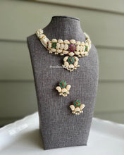 Load image into Gallery viewer, Real pearl American diamond Premium Multicolor Pearls Choker Necklace set
