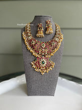 Load image into Gallery viewer, Multicolor Temple Exclusive Real Kemp stone Haram Necklace Set
