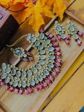 Load image into Gallery viewer, Ruby Grand Statement Uncut Premium Quality Heavy Designer Kundan Necklace set with maangtikka
