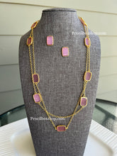 Load image into Gallery viewer, Contemporary Natural Stone Long Gold brass made Long  Necklace set

