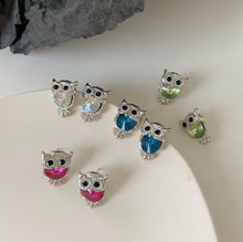 Load image into Gallery viewer, Owl Super cute small Crystal Stud Earrings IDW
