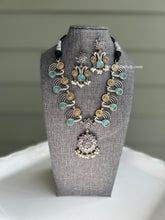 Load image into Gallery viewer, German Silver Peacock Flower Dual Tone Necklace set
