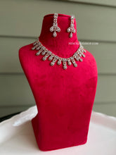 Load image into Gallery viewer, American Diamond Rose Gold Silver Hanging Drops Designer Necklace set

