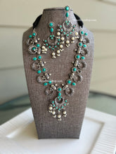 Load image into Gallery viewer, German silver turquoise long necklace set
