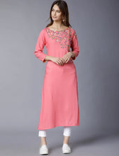Load image into Gallery viewer, Pink Printed straight kurti 40 size
